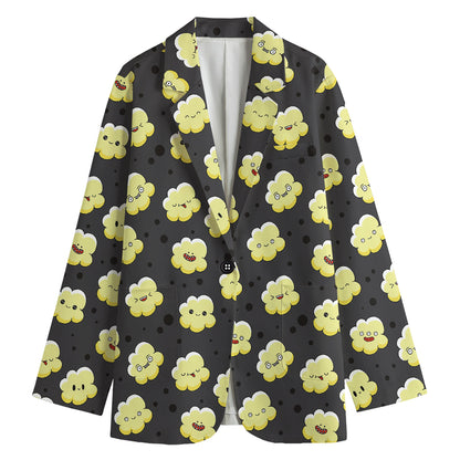 Cute Popcorn Pattern Print Women's Blazer