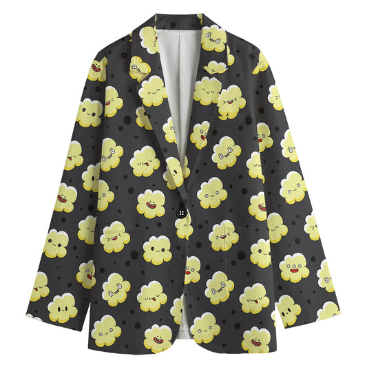 Cute Popcorn Pattern Print Women's Blazer