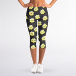 Cute Popcorn Pattern Print Women's Capri Leggings
