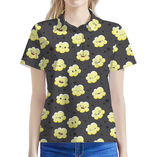 Cute Popcorn Pattern Print Women's Polo Shirt