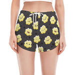 Cute Popcorn Pattern Print Women's Split Running Shorts