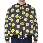 Cute Popcorn Pattern Print Zip Sleeve Bomber Jacket