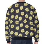 Cute Popcorn Pattern Print Zip Sleeve Bomber Jacket