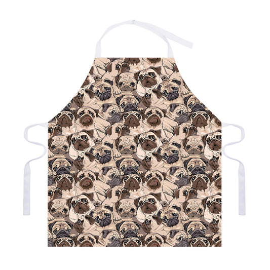 Cute Pug Pattern Print Adjustable Apron