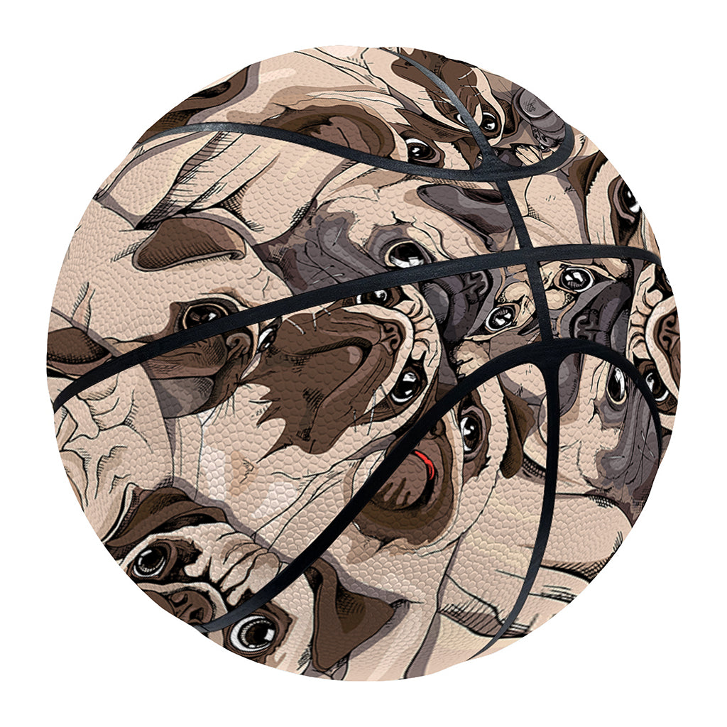 Cute Pug Pattern Print Basketball