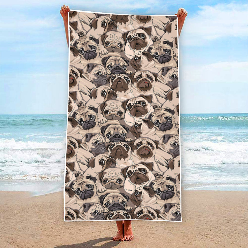 Cute Pug Pattern Print Beach Towel
