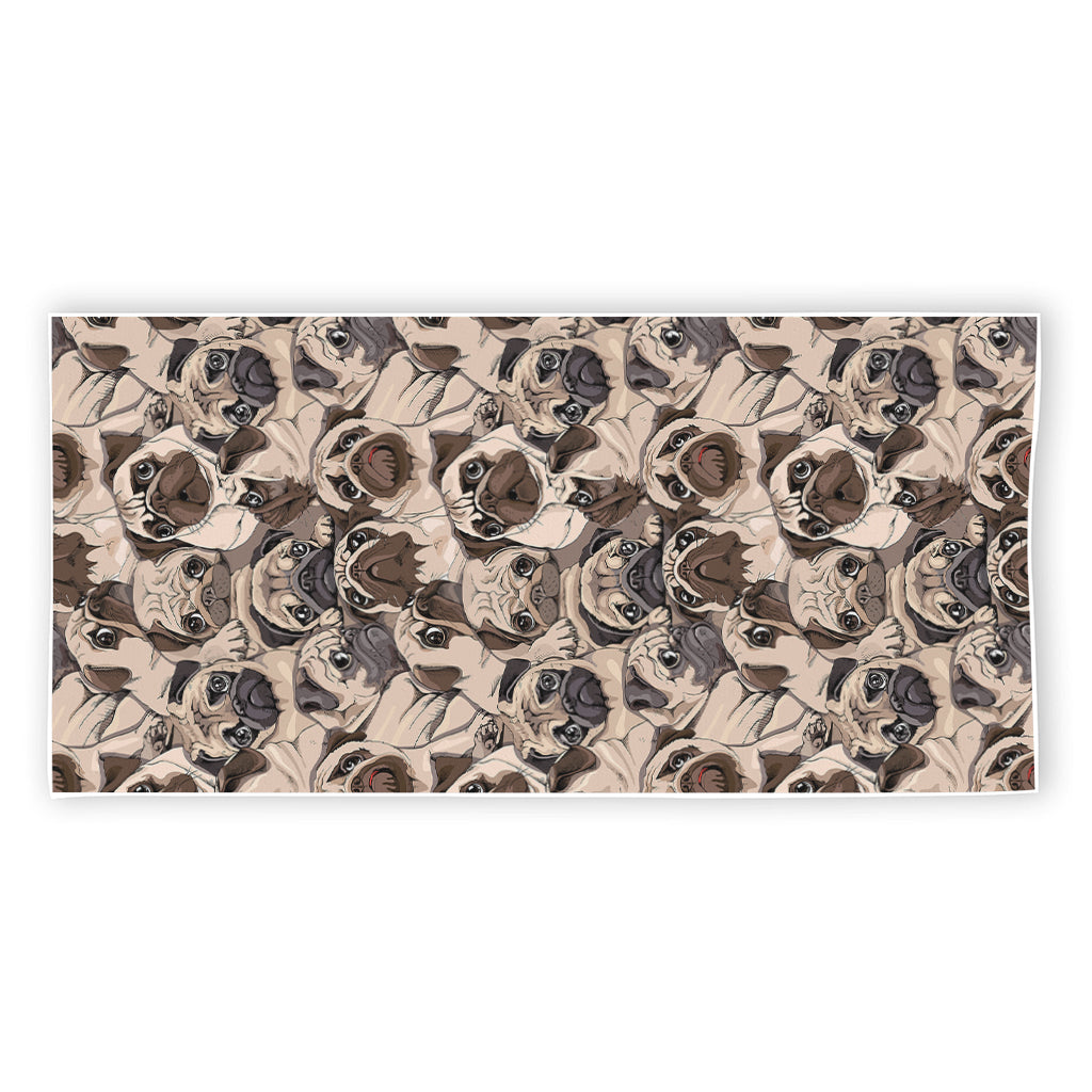 Cute Pug Pattern Print Beach Towel