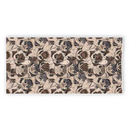 Cute Pug Pattern Print Beach Towel