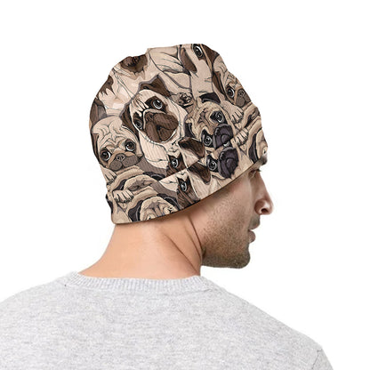 Cute Pug Pattern Print Beanie