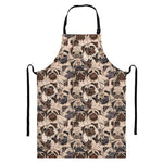 Cute Pug Pattern Print Bib Apron With Pocket