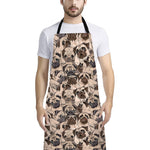 Cute Pug Pattern Print Bib Apron With Pocket
