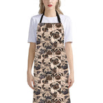 Cute Pug Pattern Print Bib Apron With Pocket