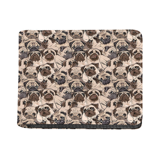 Cute Pug Pattern Print Bifold Wallet