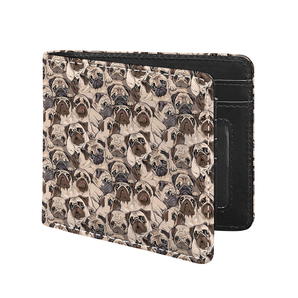 Cute Pug Pattern Print Bifold Wallet