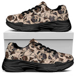 Cute Pug Pattern Print Black Chunky Shoes