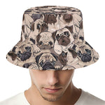Cute Pug Pattern Print Bucket Hat