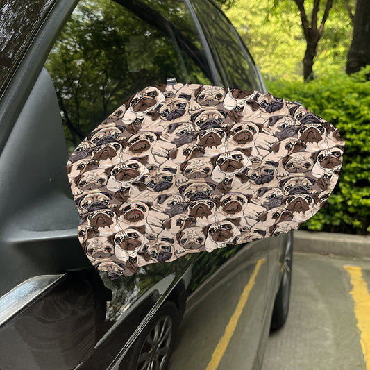 Cute Pug Pattern Print Car Side Mirror Covers