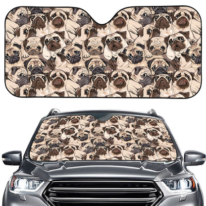 Cute Pug Pattern Print Car Windshield Sun Shade