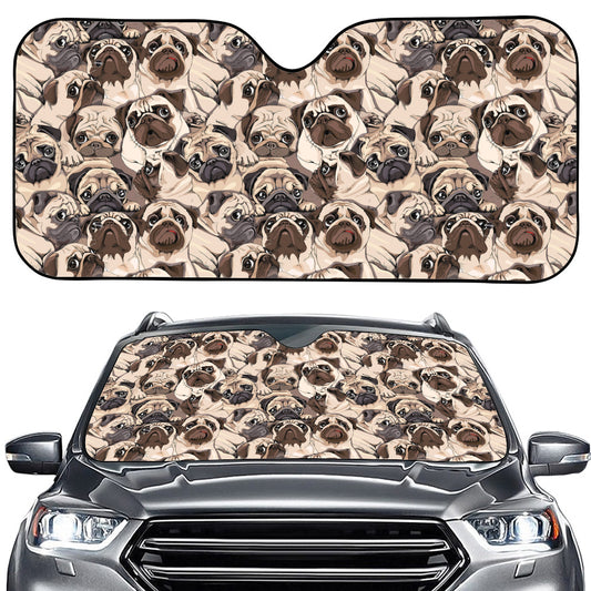 Cute Pug Pattern Print Car Windshield Sun Shade