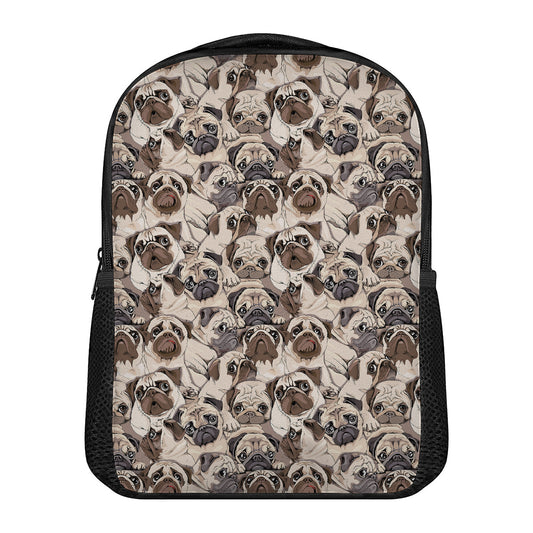 Cute Pug Pattern Print Casual Backpack