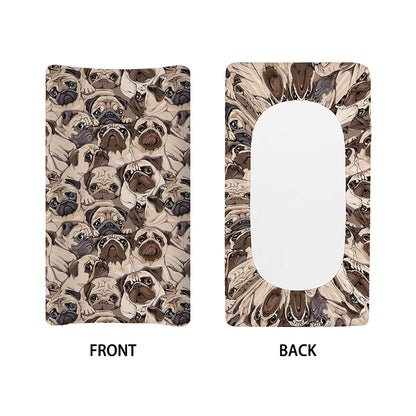 Cute Pug Pattern Print Changing Pad Cover