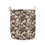 Cute Pug Pattern Print Collapsible Laundry Basket
