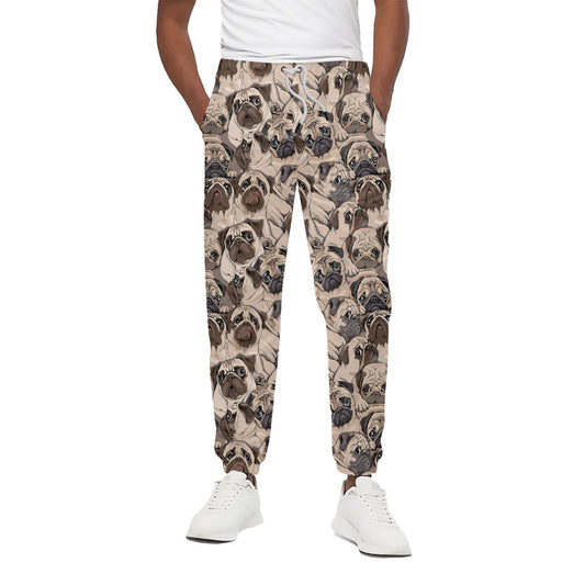 Cute Pug Pattern Print Cotton Pants