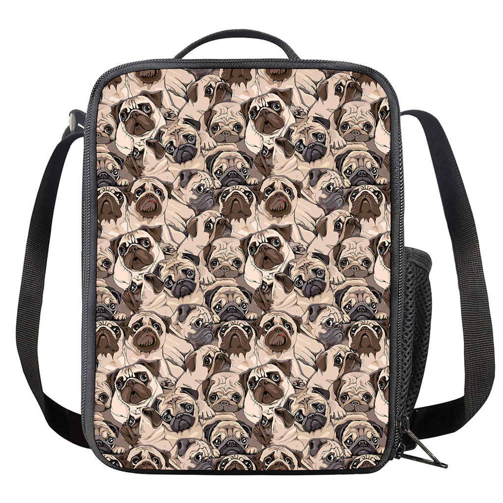 Cute Pug Pattern Print Crossbody Lunch Bag