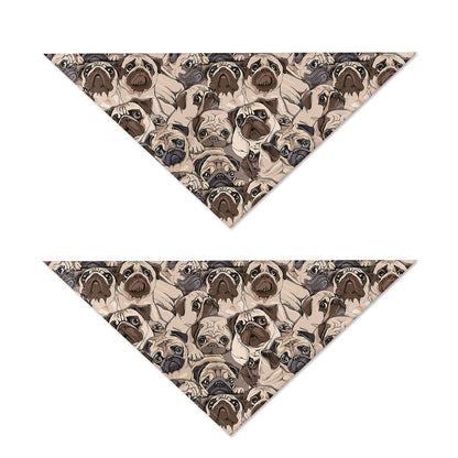Cute Pug Pattern Print Dog Bandana