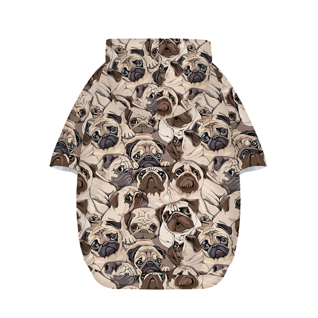 Cute Pug Pattern Print Dog Zip Up Hoodie
