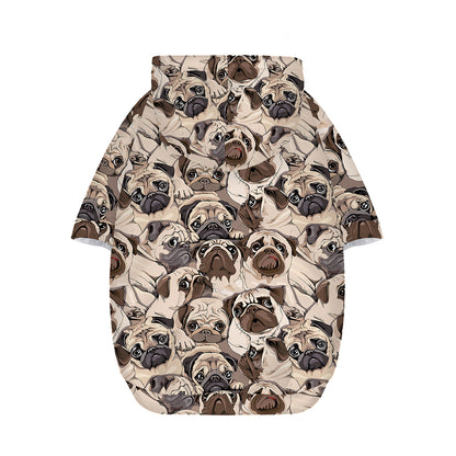 Cute Pug Pattern Print Dog Zip Up Hoodie
