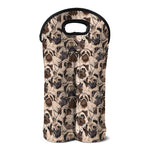Cute Pug Pattern Print Double Neoprene Wine Tote