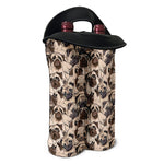 Cute Pug Pattern Print Double Neoprene Wine Tote