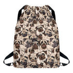 Cute Pug Pattern Print Drawstring Backpack