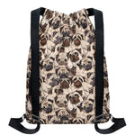 Cute Pug Pattern Print Drawstring Backpack