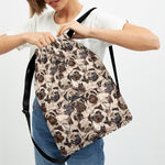 Cute Pug Pattern Print Drawstring Backpack