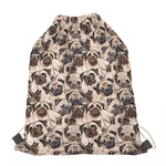 Cute Pug Pattern Print Drawstring Bag