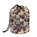 Cute Pug Pattern Print Drawstring Makeup Bag