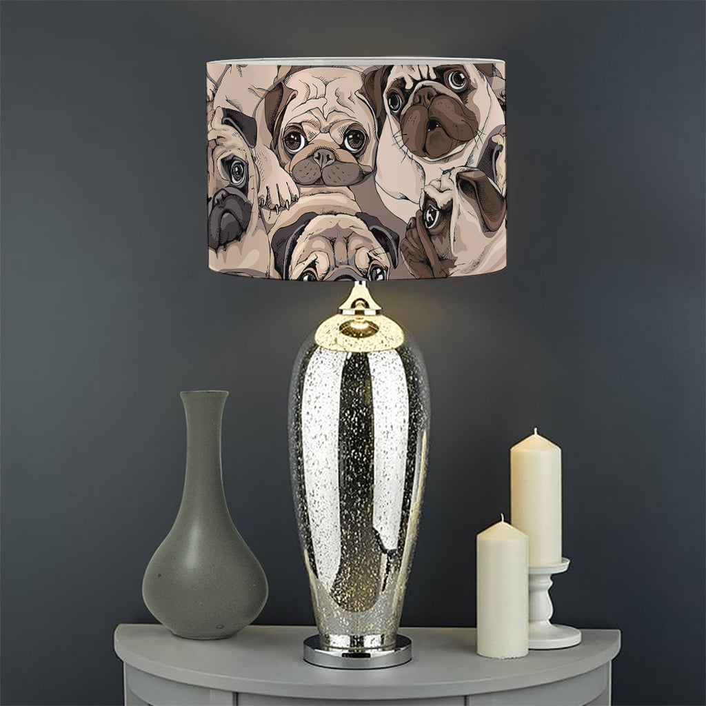 Cute Pug Pattern Print Drum Lamp Shade