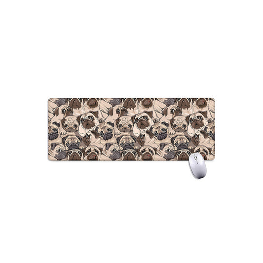 Cute Pug Pattern Print Extended Mouse Pad