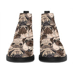 Cute Pug Pattern Print Flat Ankle Boots
