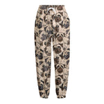 Cute Pug Pattern Print Fleece Lined Knit Pants