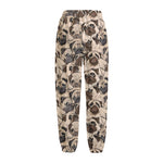Cute Pug Pattern Print Fleece Lined Knit Pants