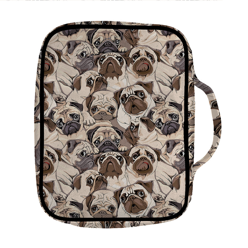 Cute Pug Pattern Print Front Pocket Bible Bag