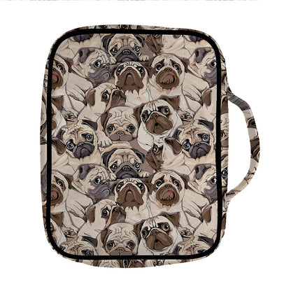 Cute Pug Pattern Print Front Pocket Bible Bag