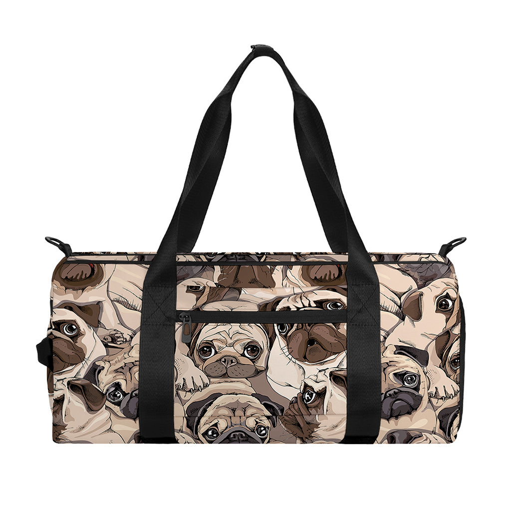 Cute Pug Pattern Print Gym Bag