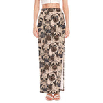 Cute Pug Pattern Print High Slit Maxi Skirt