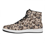 Cute Pug Pattern Print High Top Leather Sneakers