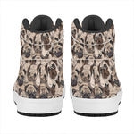 Cute Pug Pattern Print High Top Leather Sneakers