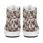 Cute Pug Pattern Print High Top Leather Sneakers